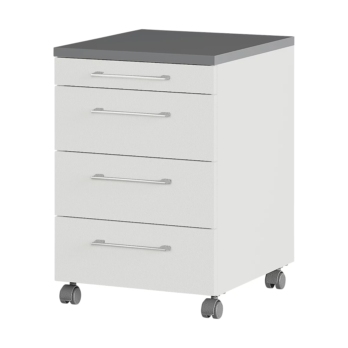 Rollcontainer 1333 Profi 2.0, 1 Utensilienauszug, 3 Schübe, Bügelgriffe, B 420 X H 610 X T 490 Mm, Lichtgrau/graphit 1 Rollcontainer 1333 Profi 2.0, 1 Utensilienauszug, 3 Schübe, Bügelgriffe, B 420 X H 610 X T 490 Mm, Lichtgrau/graphit