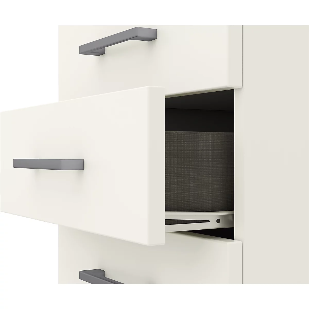 Rollcontainer 333 TEMPIO, Aus Holz, 3 Schubkästen (1 Mit Schloss), B 430 X T 500 X H 550 Mm, Weiß/weiß 2 Rollcontainer 333 TEMPIO, Aus Holz, 3 Schubkästen (1 Mit Schloss), B 430 X T 500 X H 550 Mm, Weiß/weiß – Bild 2