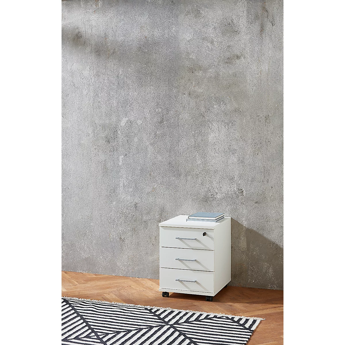 Rollcontainer 333 TEMPIO, Aus Holz, 3 Schubkästen (1 Mit Schloss), B 430 X T 500 X H 550 Mm, Weiß/weiß 3 Rollcontainer 333 TEMPIO, Aus Holz, 3 Schubkästen (1 Mit Schloss), B 430 X T 500 X H 550 Mm, Weiß/weiß – Bild 3