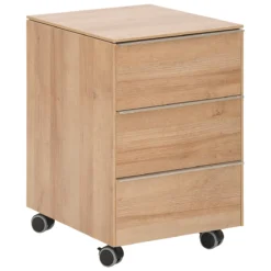 Rollcontainer Amy, Fahrbar, 3 Schübe, Metallgriff, B 398 X H 609 X T 500 Mm, Eiche Hell