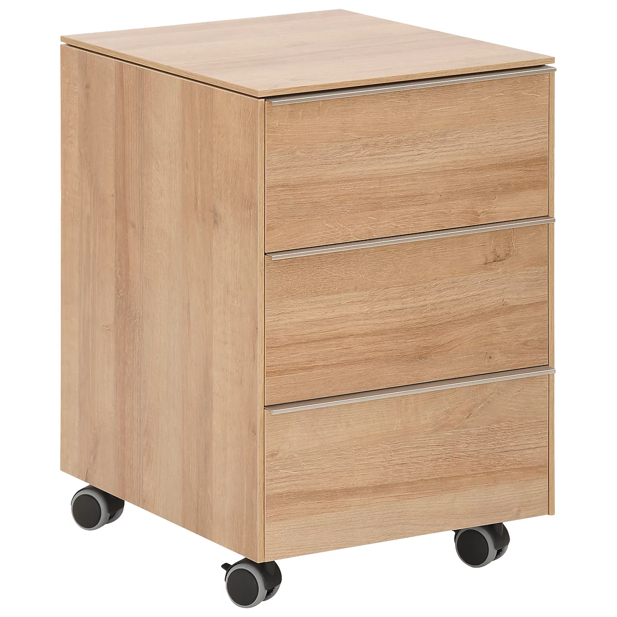 Rollcontainer Amy, Fahrbar, 3 Schübe, Metallgriff, B 398 X H 609 X T 500 Mm, Eiche Hell 1 Rollcontainer Amy, Fahrbar, 3 Schübe, Metallgriff, B 398 X H 609 X T 500 Mm, Eiche Hell