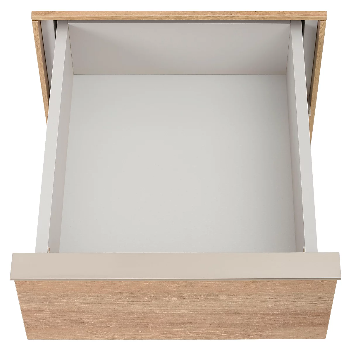 Rollcontainer Amy, Fahrbar, 3 Schübe, Metallgriff, B 398 X H 609 X T 500 Mm, Eiche Hell 2 Rollcontainer Amy, Fahrbar, 3 Schübe, Metallgriff, B 398 X H 609 X T 500 Mm, Eiche Hell – Bild 2