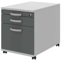 Rollcontainer BARI, HR-Auszug, Materialauszug, 1 Schubkasten, B 432 X T 577 X H 538 Mm, Hellgrau/anthrazit