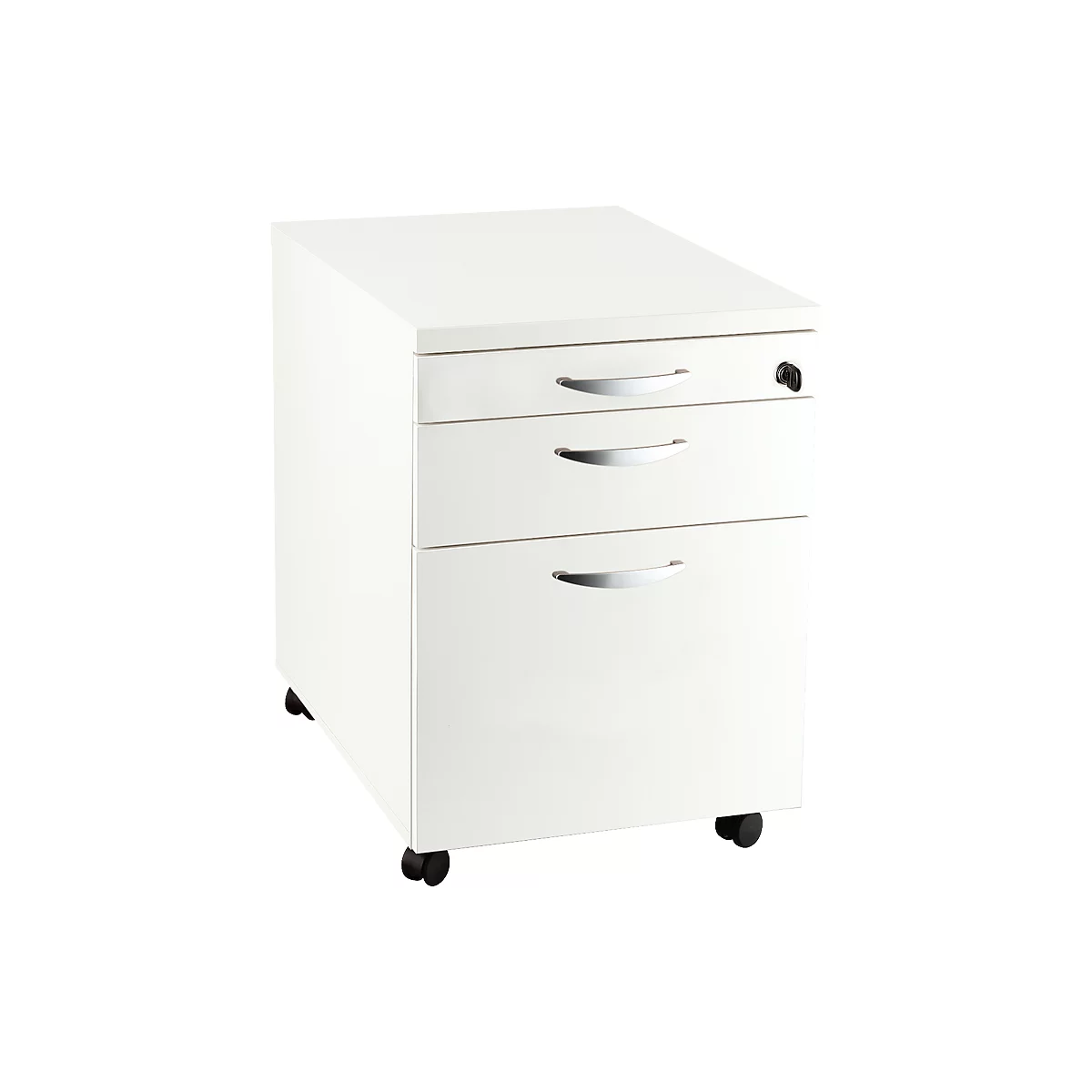 Rollcontainer NEVADA, 1 Utensilienauszug, 1 Schub, 1 Hängeregistraturauszug, B 430 X T 600 X H 600 Mm, Weiß 1 Rollcontainer NEVADA, 1 Utensilienauszug, 1 Schub, 1 Hängeregistraturauszug, B 430 X T 600 X H 600 Mm, Weiß