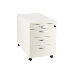 Rollcontainer NEVADA, 1 Utensilienauszug, 3 Schubladen, B 430 X T 600 X H 600 Mm, Weiß