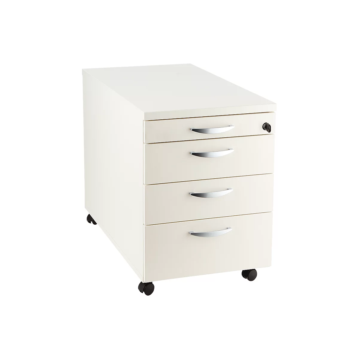 Rollcontainer NEVADA, 1 Utensilienauszug, 3 Schubladen, B 430 X T 600 X H 600 Mm, Weiß 1 Rollcontainer NEVADA, 1 Utensilienauszug, 3 Schubladen, B 430 X T 600 X H 600 Mm, Weiß