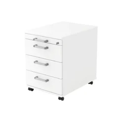 Rollcontainer TARVIS, 1 Utensilienauszug, Abschließbar, 3 Schübe, B 428 X T 580 X H 590 Mm, Weiß