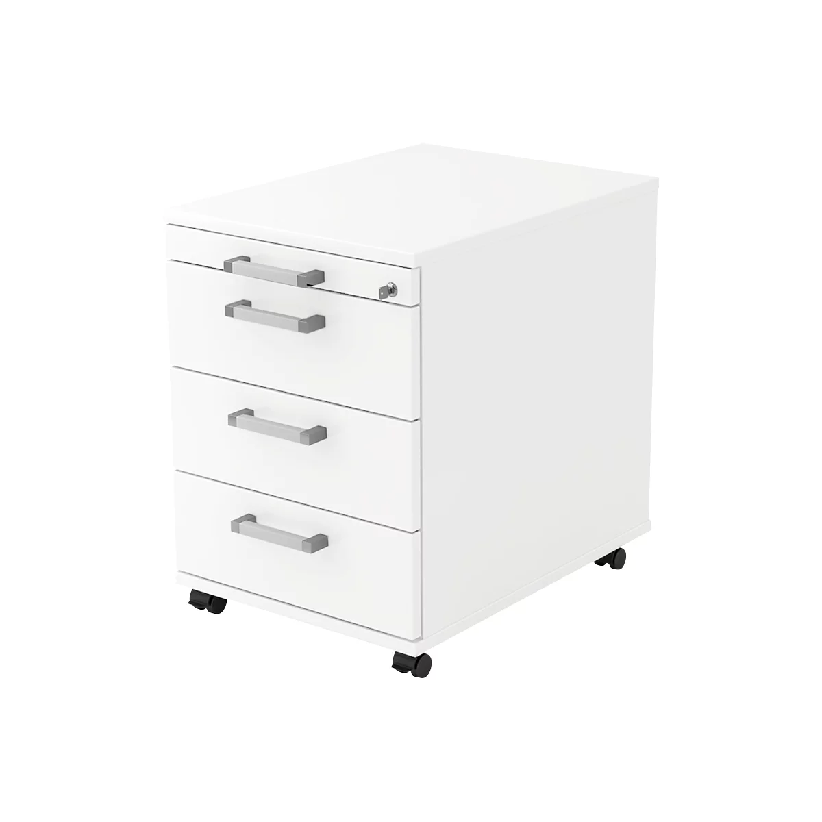 Rollcontainer TARVIS, 1 Utensilienauszug, Abschließbar, 3 Schübe, B 428 X T 580 X H 590 Mm, Weiß 1 Rollcontainer TARVIS, 1 Utensilienauszug, Abschließbar, 3 Schübe, B 428 X T 580 X H 590 Mm, Weiß