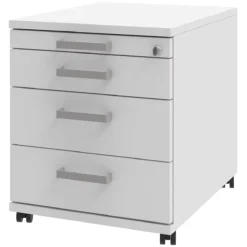 Rollcontainer TEQSTYLE, 3 Schubkästen, B 431 X T 477 X H 537 Mm, Weiß/weiß