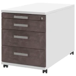 Rollcontainer TEQSTYLE, 3 Schubkästen, B 431 X T 800 X H 537 Mm, Weiß/Quarzit