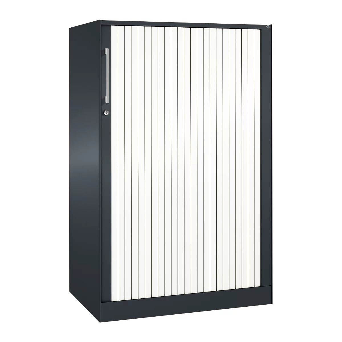 Rollladenschrank ASISTO C 3000, 3 Ordnerhöhen, B 800 Mm, Anthrazit/weiß 1 Rollladenschrank ASISTO C 3000, 3 Ordnerhöhen, B 800 Mm, Anthrazit/weiß
