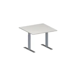 Schäfer Shop Genius Besprechungstisch MODENA FLEX, Quadrat, T-Fuß Rechteckrohr, B 1000 X T 1000 X H 650-850 Mm, Lichtgrau/weißaluminium RAL 9006