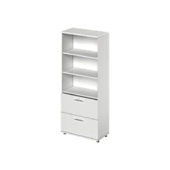 Schäfer Shop Genius Kombischrank TETRIS WOOD, 5 OH, H 1910 Mm, 2 Hängeregistraturauszüge, Höhe Inkl. Gleiter, Lichtgrau