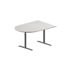 Schäfer Shop Genius Konferenztisch MODENA FLEX, Halbkreis, T-Fuß Rundrohr, B 1400 X T 1000 X H 650-850 Mm, Lichtgrau/weißaluminium RAL 9006