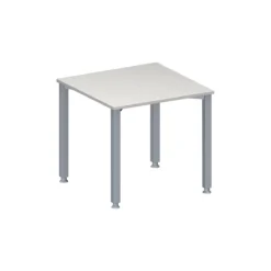 Schäfer Shop Genius Konferenztisch MODENA FLEX, Quadrat, 4-Fuß Quadratrohr, B 800 X T 800 X H 720-840 Mm, Lichtgrau/weißaluminium RAL 9006