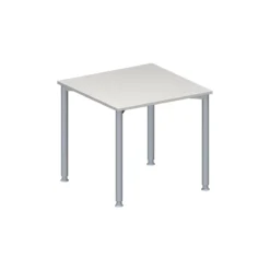 Schäfer Shop Genius Konferenztisch MODENA FLEX, Quadrat, 4-Fuß Rundrohr, B 800 X T 800 X H 720-840 Mm, Lichtgrau/weißaluminium RAL 9006
