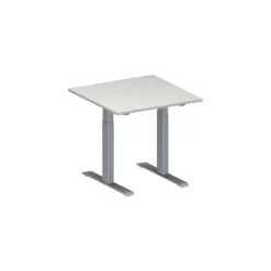 Schäfer Shop Genius Konferenztisch MODENA FLEX, Quadrat, T-Fuß Rechteckrohr, B 800 X T 800 X H 650-850 Mm, Lichtgrau/weißaluminium RAL 9006