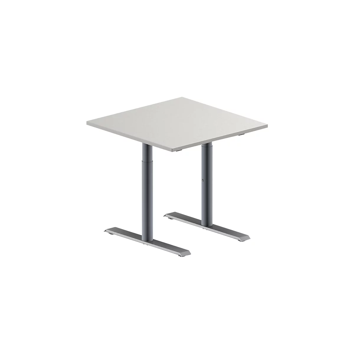 Schäfer Shop Genius Konferenztisch MODENA FLEX, Quadrat, T-Fuß Rundrohr, B 800 X T 800 X H 650-850 Mm, Lichtgrau/weißaluminium RAL 9006 1 Schäfer Shop Genius Konferenztisch MODENA FLEX, Quadrat, T-Fuß Rundrohr, B 800 X T 800 X H 650-850 Mm, Lichtgrau/weißaluminium RAL 9006