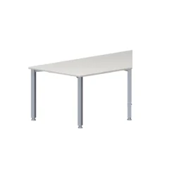 Schäfer Shop Genius Konferenztisch MODENA FLEX, Trapez, 4-Fuß Quadratrohr, B 1600 X T 800 X H 720-840 Mm, Lichtgrau/weißaluminium RAL 9006