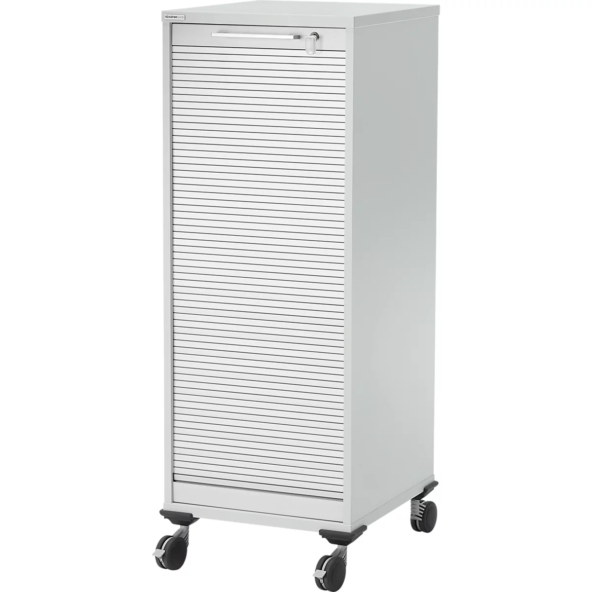 Schäfer Shop Genius Multimobil, B 450 X T 500 X H 1220 Mm, Kunststoffrollladen, Mit Rollen, Abschließbar, Lichtgrau 1 Schäfer Shop Genius Multimobil, B 450 X T 500 X H 1220 Mm, Kunststoffrollladen, Mit Rollen, Abschließbar, Lichtgrau