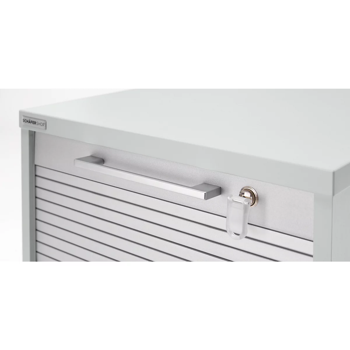 Schäfer Shop Genius Multimobil, B 450 X T 500 X H 1220 Mm, Kunststoffrollladen, Mit Rollen, Abschließbar, Lichtgrau 4 Schäfer Shop Genius Multimobil, B 450 X T 500 X H 1220 Mm, Kunststoffrollladen, Mit Rollen, Abschließbar, Lichtgrau – Bild 4