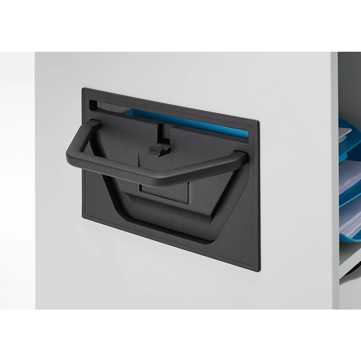 Schäfer Shop Genius Multimobil, B 450 X T 500 X H 1220 Mm, Kunststoffrollladen, Mit Rollen, Abschließbar, Lichtgrau 8 Schäfer Shop Genius Multimobil, B 450 X T 500 X H 1220 Mm, Kunststoffrollladen, Mit Rollen, Abschließbar, Lichtgrau – Bild 8