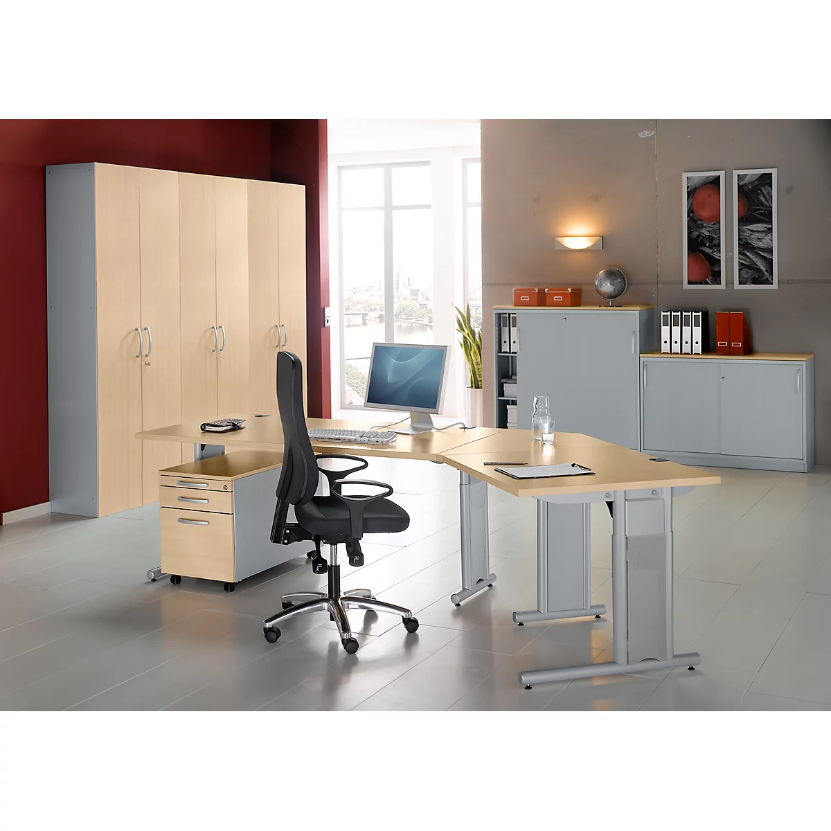 Schäfer Shop Genius Schiebetürenschrank TETRIS SOLID, 2 OH, B 1200 X H 818 Mm, Mitteltrennwand, 19 Mm Abdeckplatte, Lichtgrau/weißalu 2 Schäfer Shop Genius Schiebetürenschrank TETRIS SOLID, 2 OH, B 1200 X H 818 Mm, Mitteltrennwand, 19 Mm Abdeckplatte, Lichtgrau/weißalu – Bild 2