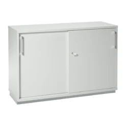 Schäfer Shop Genius Schiebetürenschrank TETRIS WOOD, 2 OH, Inkl. Stahlsockel, B 1200 X T 421 X H 800 Mm, Lichtgrau