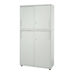 Schäfer Shop Genius Schrankkombination TETRIS WOOD, Mit 5 Ordnerhöhen, Platz Für Bis Zu 60 Standardordner, Lichtgrau