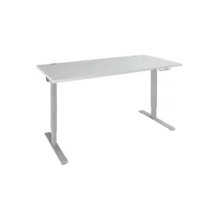 Schäfer Shop Genius Schreibtisch AERO FLEX, Elektrisch Höhenverstellbar, Rechteck, T-Fuß, B 1200 Mm, Lichtgrau/weißalu