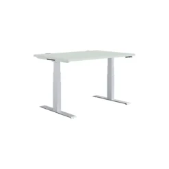 Schäfer Shop Genius Schreibtisch MODENA FLEX, Elektrisch Höhenverstellbar, Rechteck, T-Fuß, B 1200 X T 800 Mm, Lichtgrau/weißalu