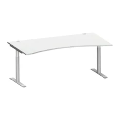 Schäfer Shop Genius Schreibtisch MODENA FLEX, Mit Cockpitplatte, T-Fuß-Rundrohr, Breite 1800 Mm, Lichtgrau/weißalu