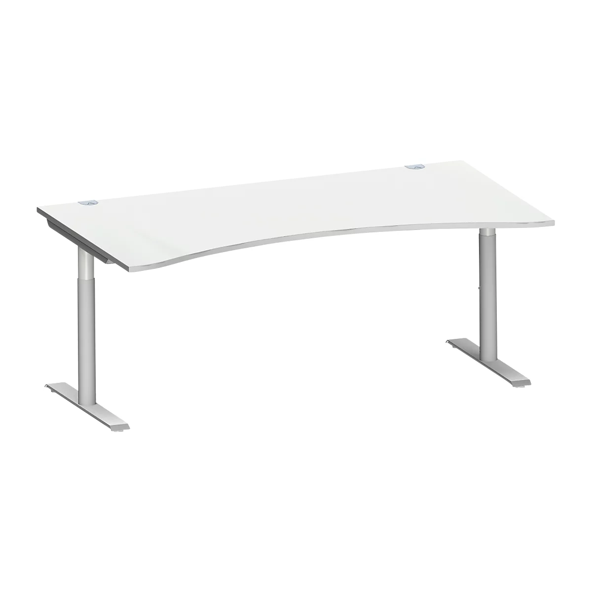 Schäfer Shop Genius Schreibtisch MODENA FLEX, Mit Cockpitplatte, T-Fuß-Rundrohr, Breite 1800 Mm, Lichtgrau/weißalu 1 Schäfer Shop Genius Schreibtisch MODENA FLEX, Mit Cockpitplatte, T-Fuß-Rundrohr, Breite 1800 Mm, Lichtgrau/weißalu