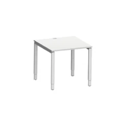 Schäfer Shop Genius Schreibtisch Modena Flex, Quadrat, 4-Fuß Rechteckrohr, B 800 X T 800 X H 650-850 Mm, Lichtgrau/weißaluminium