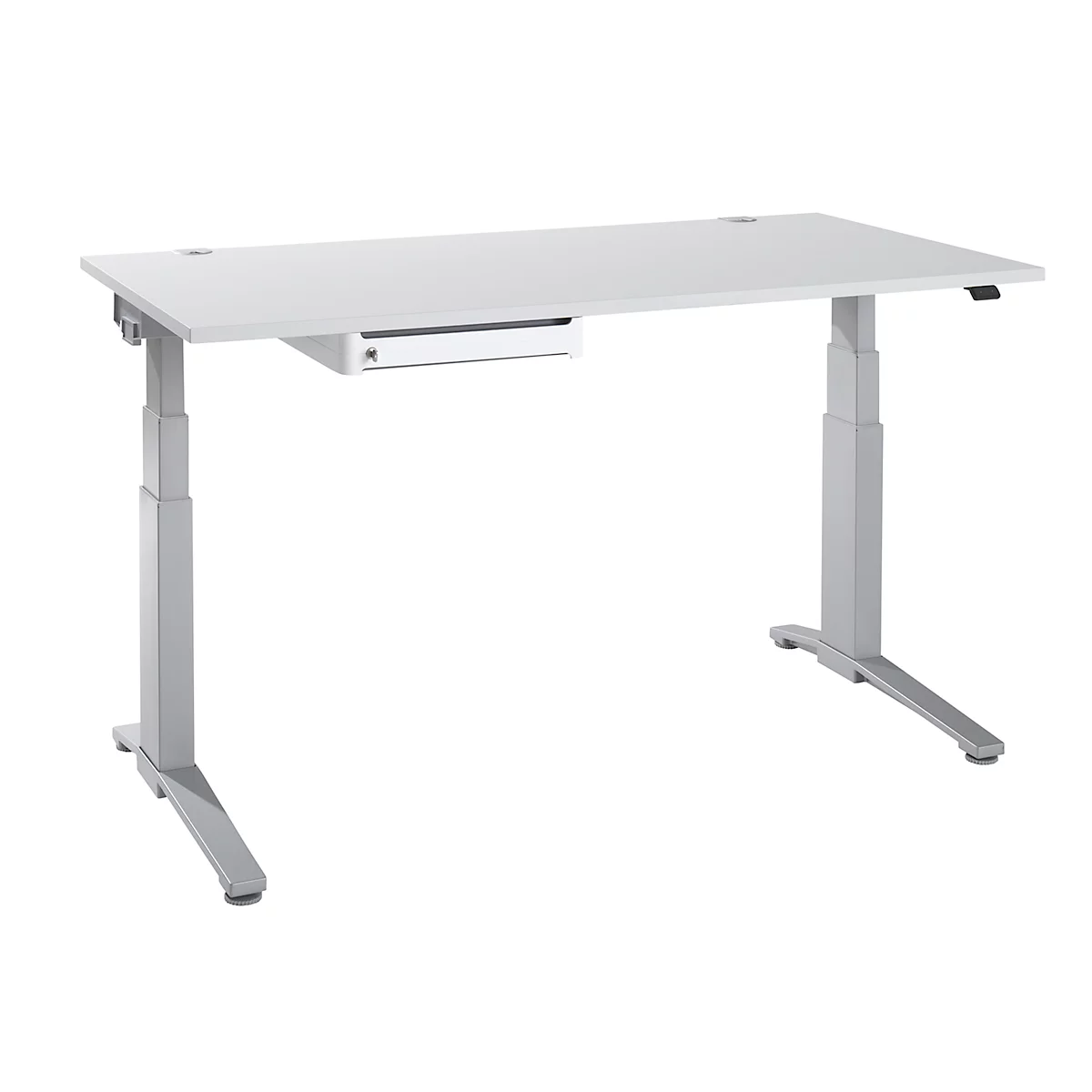 Schäfer Shop Genius Schreibtisch PLANOVA ERGOSTYLE, Elektrisch Höhenverstellbar, B 1600 Mm, Lichtgrau/weißaluminium + OrgaWork Schublade 1 Schäfer Shop Genius Schreibtisch PLANOVA ERGOSTYLE, Elektrisch Höhenverstellbar, B 1600 Mm, Lichtgrau/weißaluminium + OrgaWork Schublade