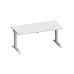 Schäfer Shop Genius Schreibtisch PLANOVA ERGOSTYLE, Elektrisch Höhenverstellbar, Rechteck, C-Fuß, B 1600 Mm, Lichtgrau/weißalu