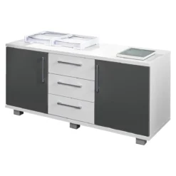 Schäfer Shop Genius Sideboard, 3 Schübe & 2 Türen, Metallgriffe, B 1200 X T 500 X H 600 Mm, Weiß/graphit