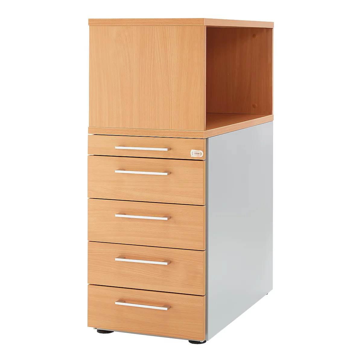 Schäfer Shop Genius Standcontainer Mit Aufsatzregal, Abschließbar, Eckiger Griff, Buche 1 Schäfer Shop Genius Standcontainer Mit Aufsatzregal, Abschließbar, Eckiger Griff, Buche