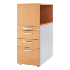 Schäfer Shop Genius Standcontainer Mit Aufsatzregal, Abschließbar, Runder Griff, Buche