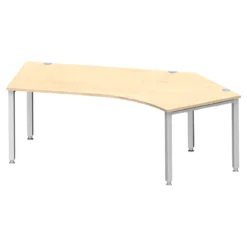 Schäfer Shop Genius Winkelschreibtisch MODENA FLEX 135°, Ansatz Rechts, 4-Fuß-Quadratrohr, B 2165 Mm, Ahorn/weiß