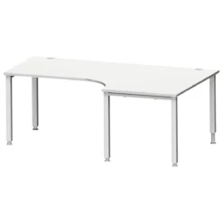 Schäfer Shop Genius Winkelschreibtisch MODENA FLEX 90°, Ansatz Rechts, 4-Fuß-Quadratrohr, B 2000 Mm, Lichtgrau