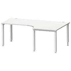 Schäfer Shop Genius Winkelschreibtisch MODENA FLEX 90°, Ansatz Rechts, T-Fuß-Rundrohr, B 2000 Mm, Lichtgrau