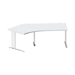 Schäfer Shop Pure Winkelschreibtisch PLANOVA BASIC, 135° Winkel Links, C-Fuß, B 2165 X T 800/800 X H 717 Mm, Lichtgrau/weiß + Kabelkanal