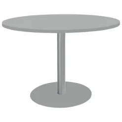 Schäfer Shop Select Besprechungstisch BST, Bis 6 Personen, Kreis, Tellerfuß, B 1200 X T 1200 X H 617-817 Mm, Lichtgrau/weißaluminium RAL 9006