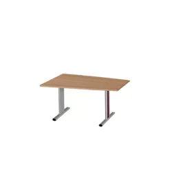 Schäfer Shop Select Besprechungstisch MODENA Basic, Tonne, T-Fuß, B 1400 X T 1000 X H 717 Mm, Kirsche Romana/weißaluminium RAL 9006