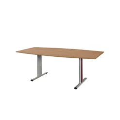 Schäfer Shop Select Besprechungstisch Planova Basic, Boot, T-Fuß, B 2000 X T 1000 X H 717 Mm, Kirsche Romana/weißaluminium RAL 9006