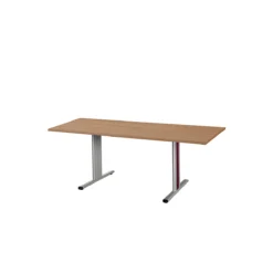 Schäfer Shop Select Besprechungstisch Planova Basic, Rechteck, T-Fuß, B 1800 X T 800 X H 717 Mm, Kirsche Romana/weißaluminium RAL 9006