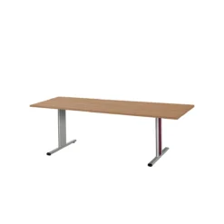 Schäfer Shop Select Besprechungstisch Planova Basic, Rechteck, T-Fuß, B 2000 X T 800 X H 717 Mm, Kirsche Romana/weißaluminium RAL 9006