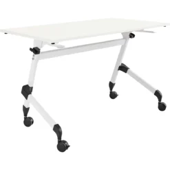 Schäfer Shop Select Klapptisch Mit Rollen, Rechteck, Vierkantrohr, B 1200 X T 600 X H 720 Mm, Weiß/weiß