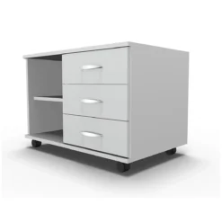 Schäfer Shop Select Mobiles Sideboard, Regal + 3 Schübe, B 800, Anstellbar Rechts, Lichtgrau